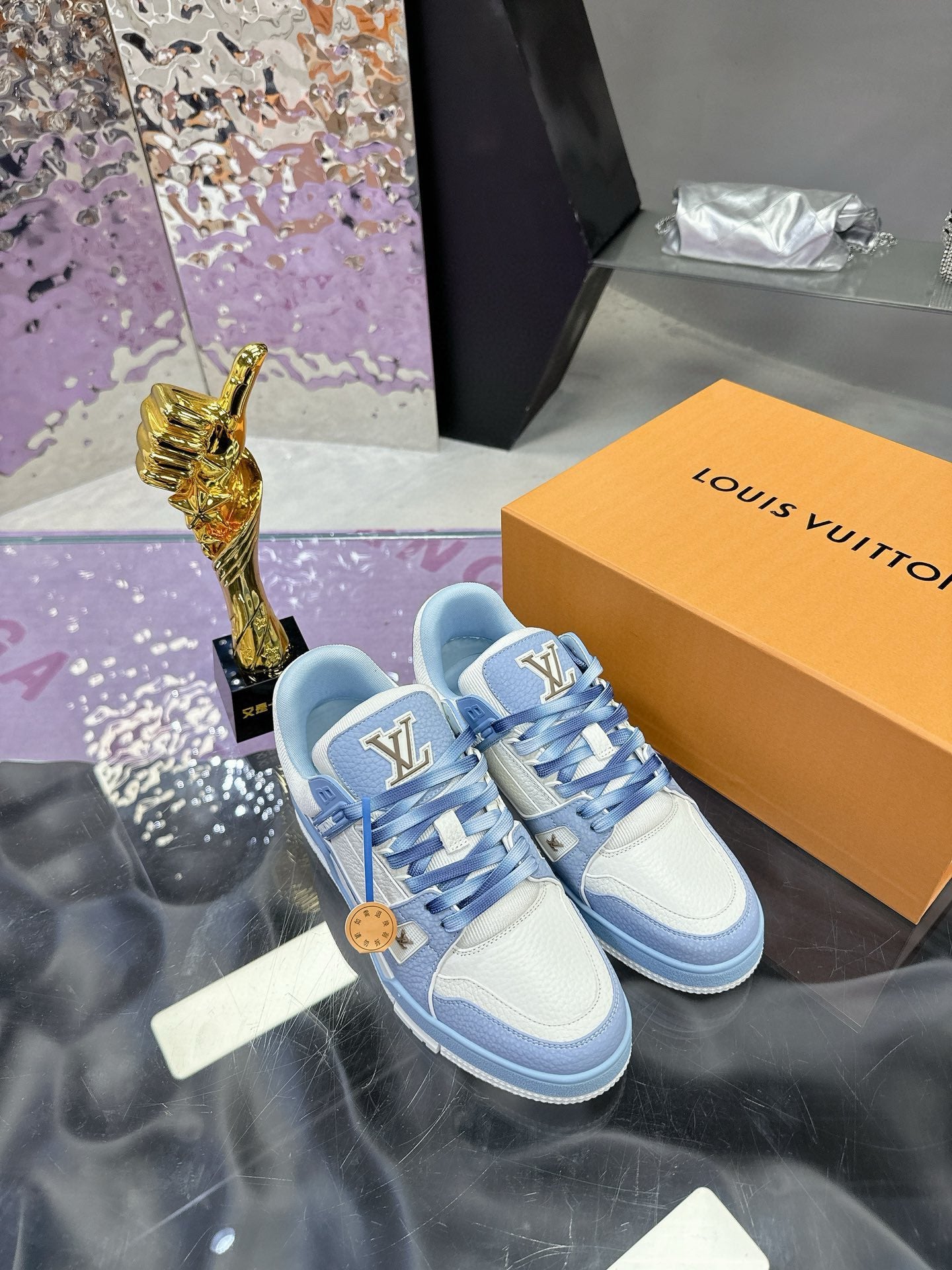 LV Trainer Sneaker Blue Mix White Cowhide
