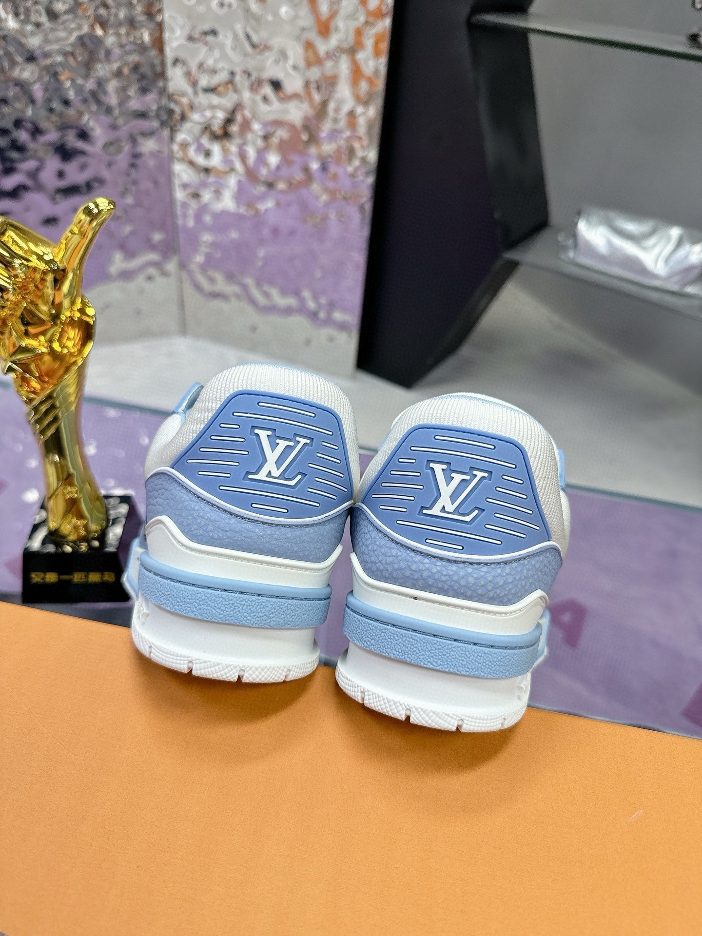 LV Trainer Sneaker Blue Mix White Cowhide