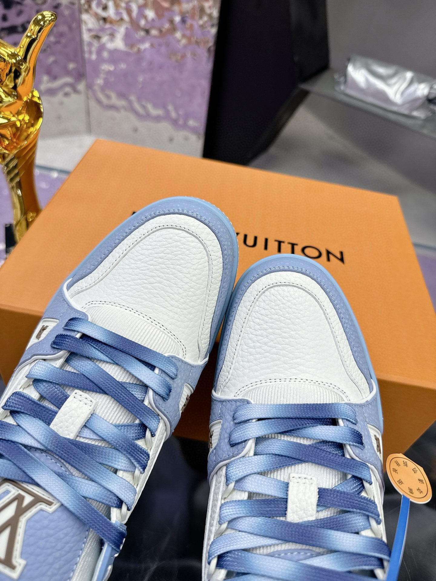 LV Trainer Sneaker Blue Mix White Cowhide
