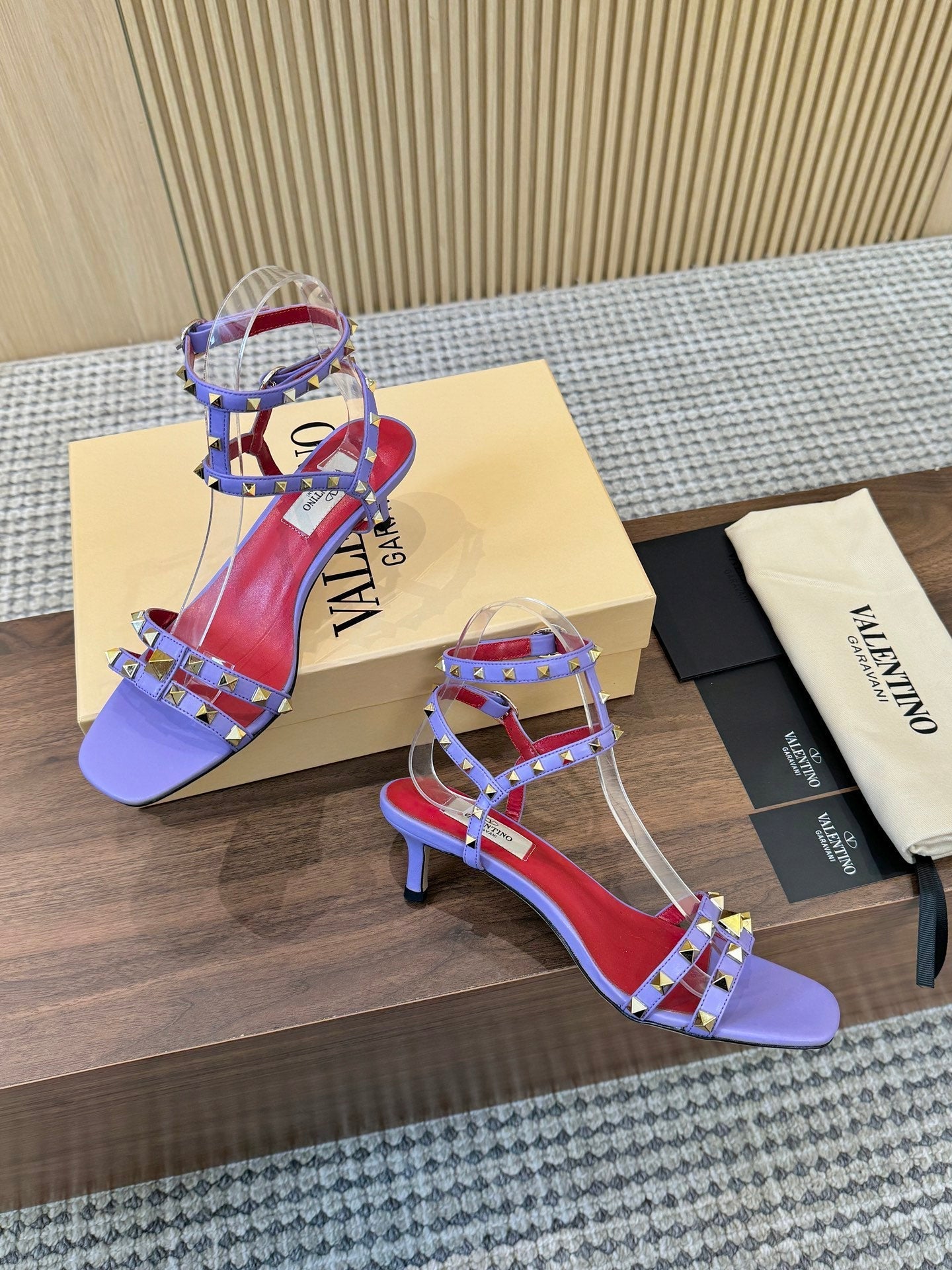 Valentino Garavani Rockstud Caged Calfskin 40mm Sandals 863342
