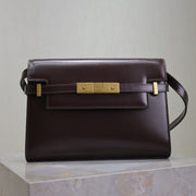 MANHATTAN IN BOX SMALL 24 IN DARK BURGUNDY CALFSKIN GOLD HARDWARE