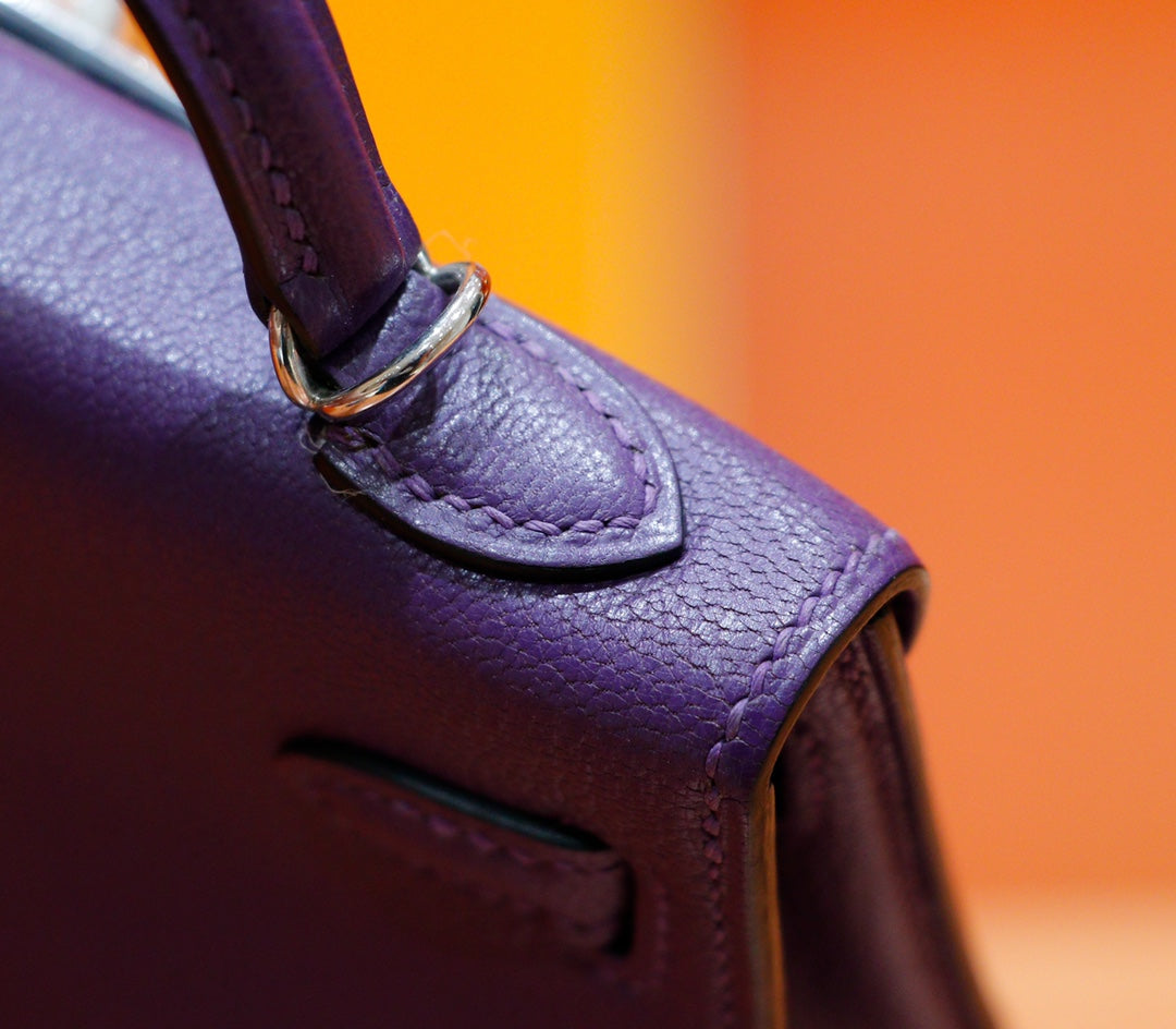 HM Mini Kelly 19cm Purple Epsom Silver Hardware