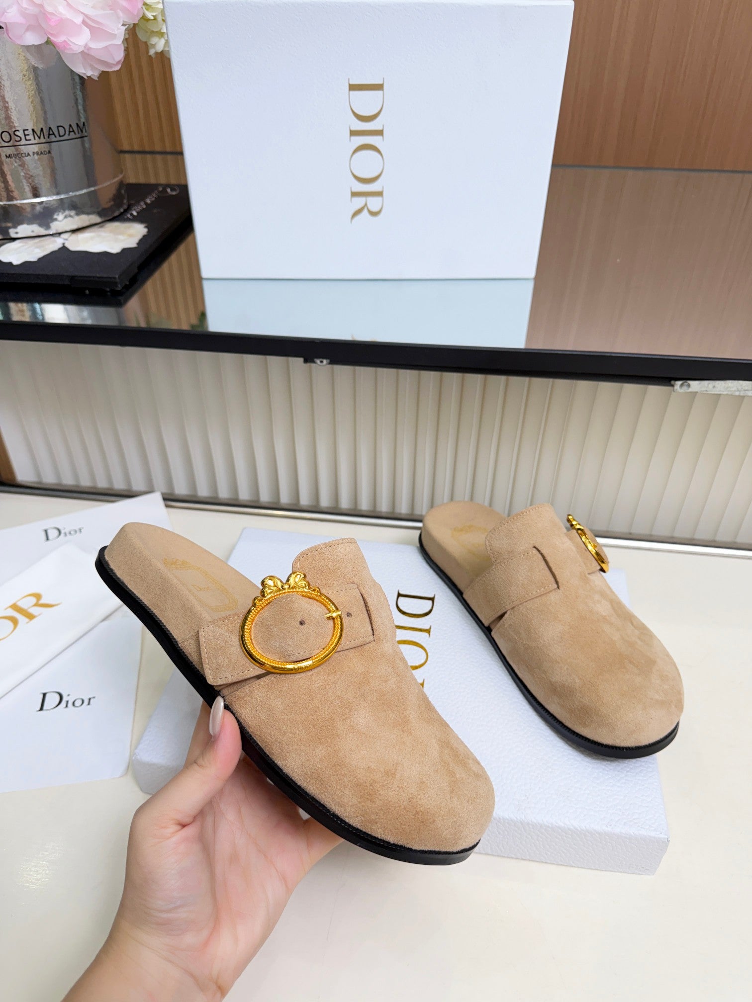 Dior 2026 Medaillon Buckle Mule Suede 911606