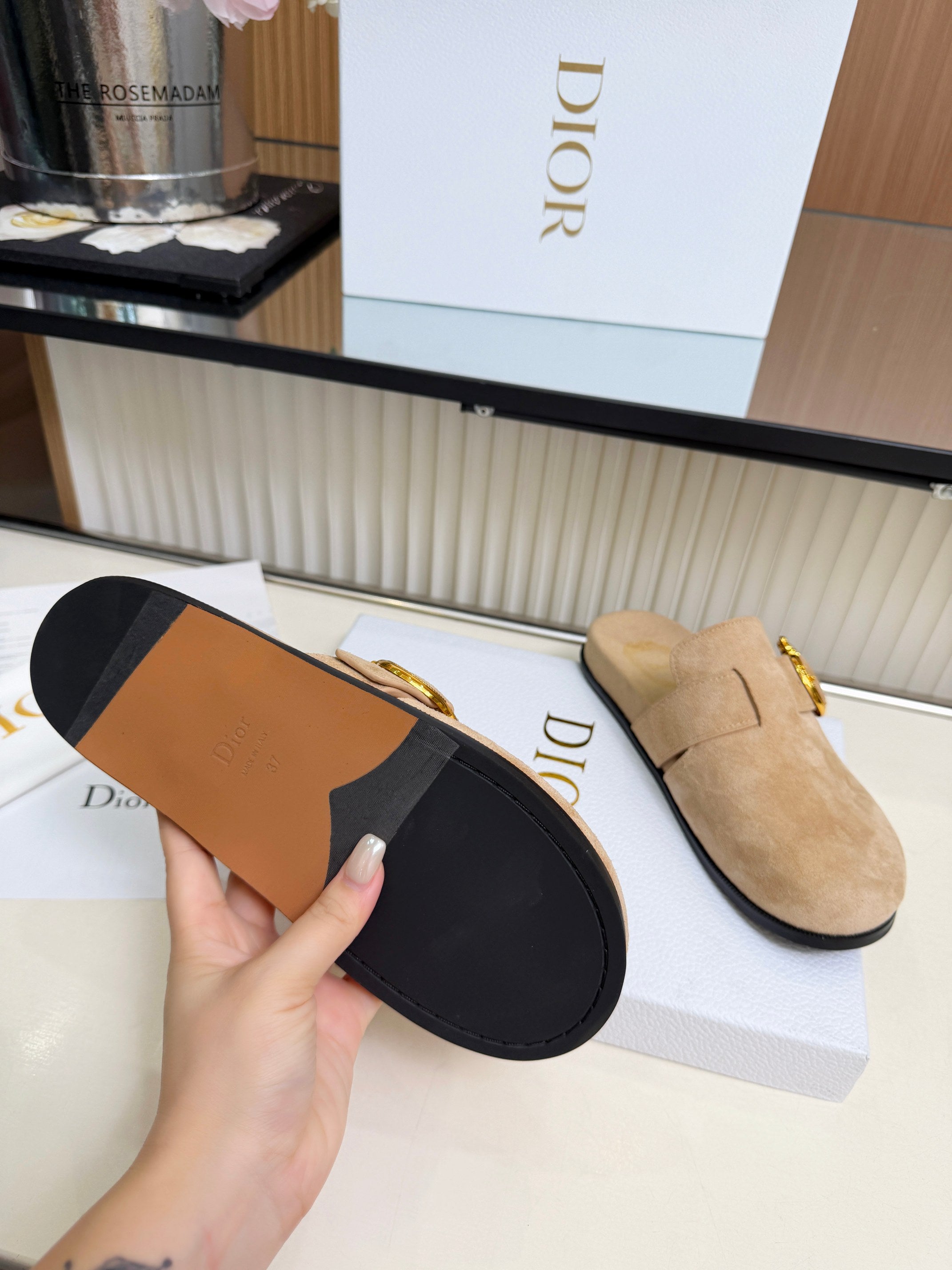 Dior 2026 Medaillon Buckle Mule Suede 911606