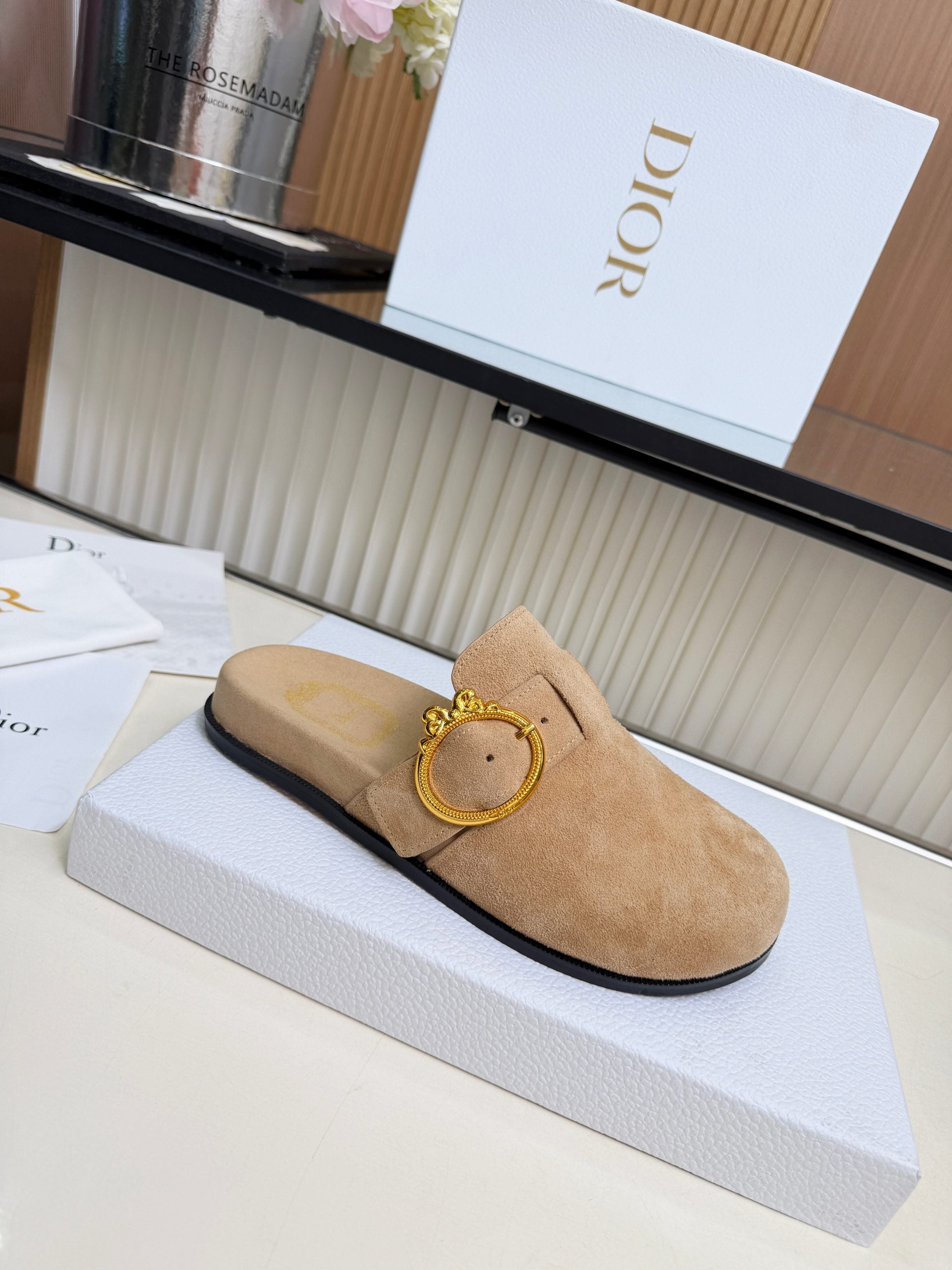 Dior 2026 Medaillon Buckle Mule Suede 911606