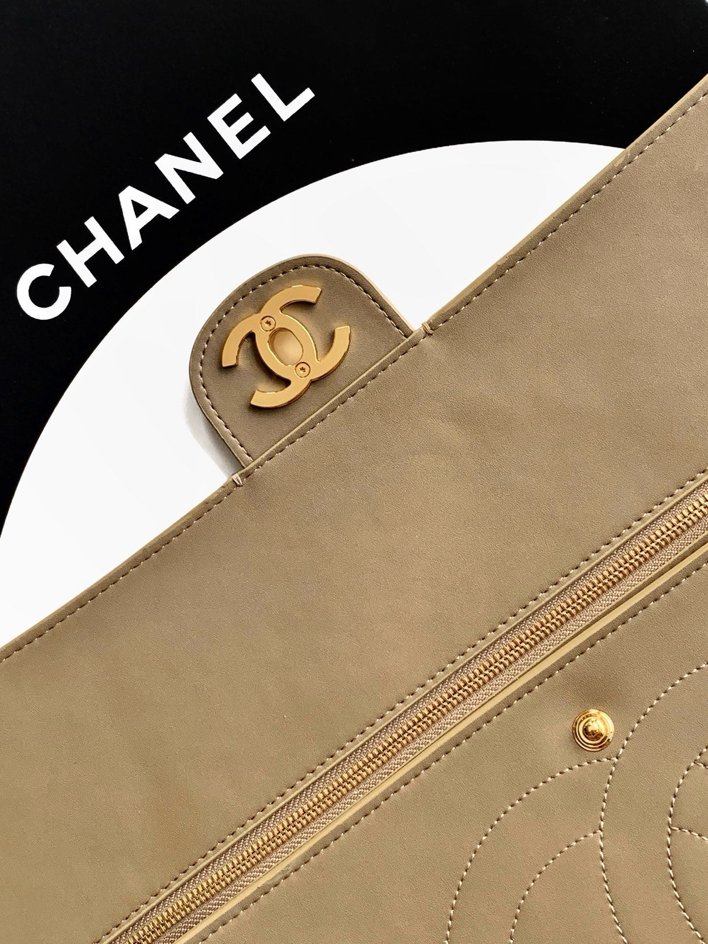 Chanel 2026 Flap Bag 38.5cm Beige Suede Leather