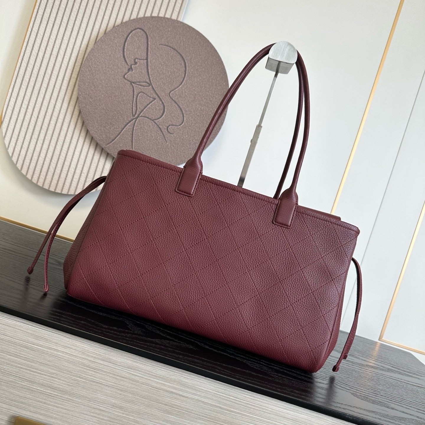 Chanel 2026 Shopping Bag 38cm Burgundy And Brown Calfskin