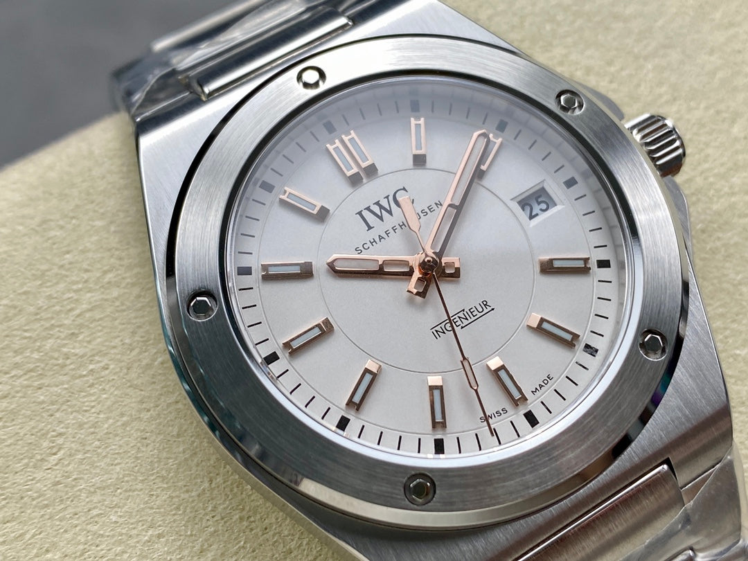 IWC Ingenieur 40mm Cream Dial Pink Gold Numerals Steel Case