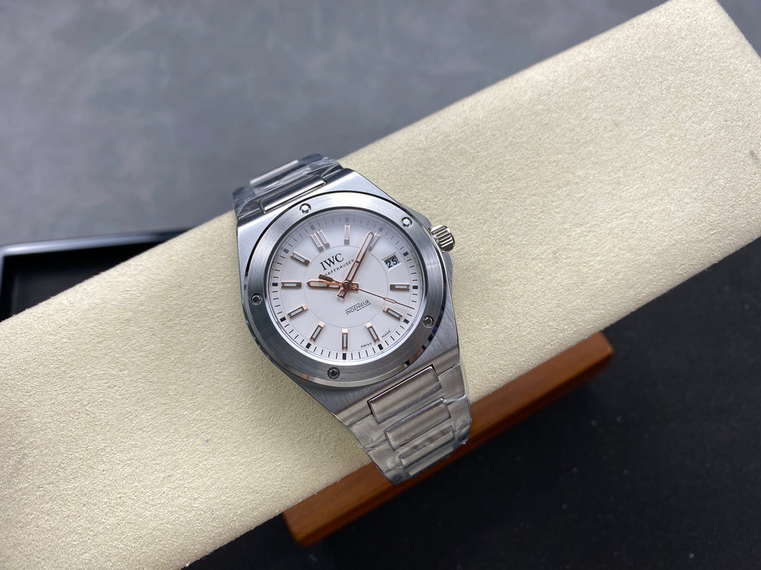 IWC Ingenieur 40mm Cream Dial Pink Gold Numerals Steel Case