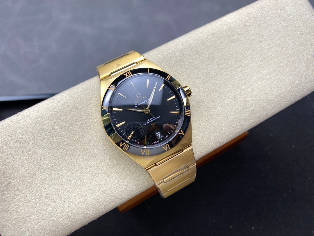Omega Constellation Co-Axial Master Chronometer 41 mm Gold Strap Black Dial