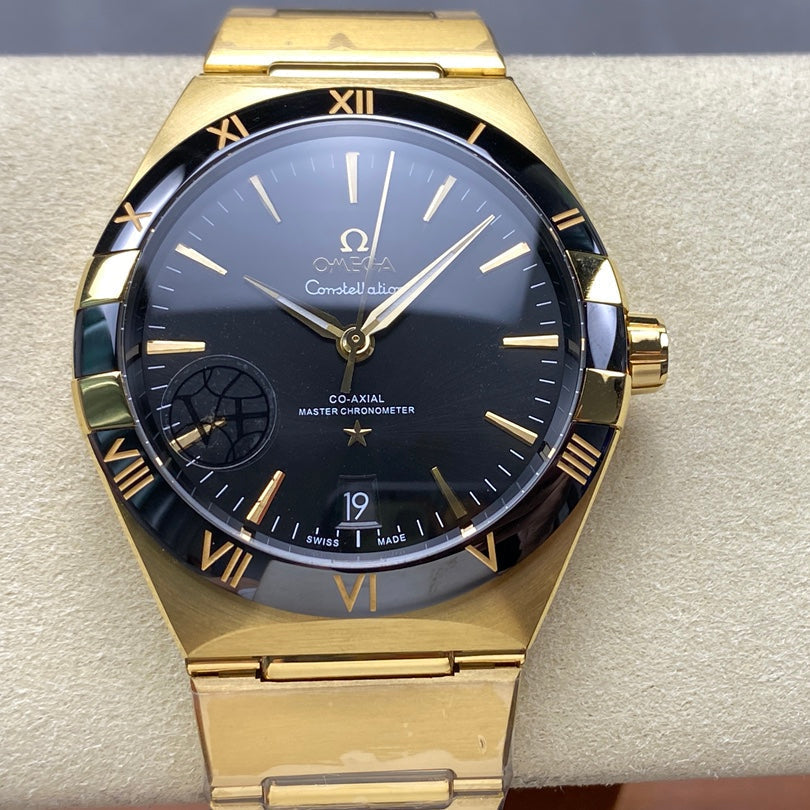 Omega Constellation Co-Axial Master Chronometer 41 mm Gold Strap Black Dial
