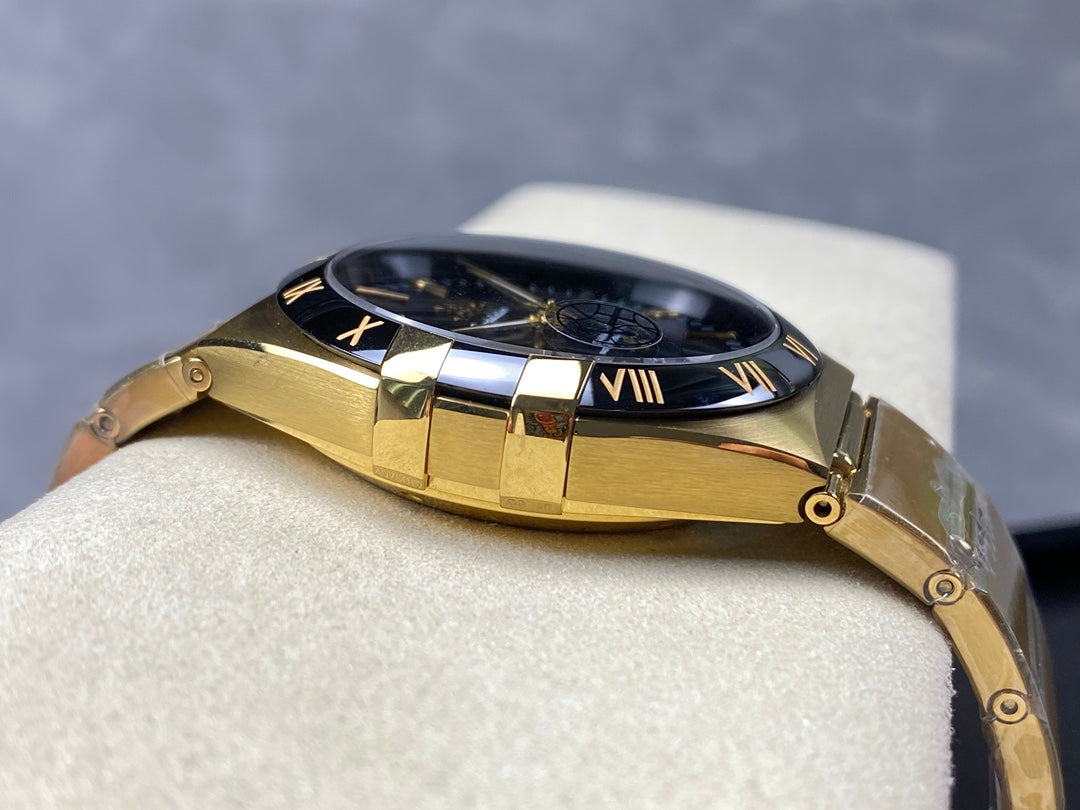 Omega Constellation Co-Axial Master Chronometer 41 mm Gold Strap Black Dial