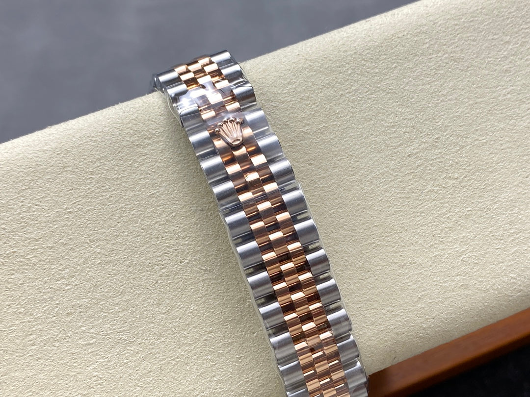 Datejust 31mm Pink Gold Steel Diamond Bezel Dark Grey Dial Diamond Numerals