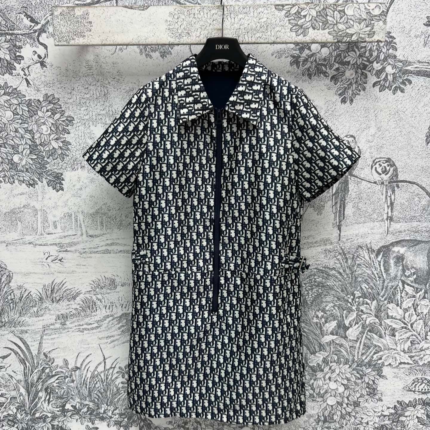 CD 25 Short Sleeve Dress Black Beige Polyester