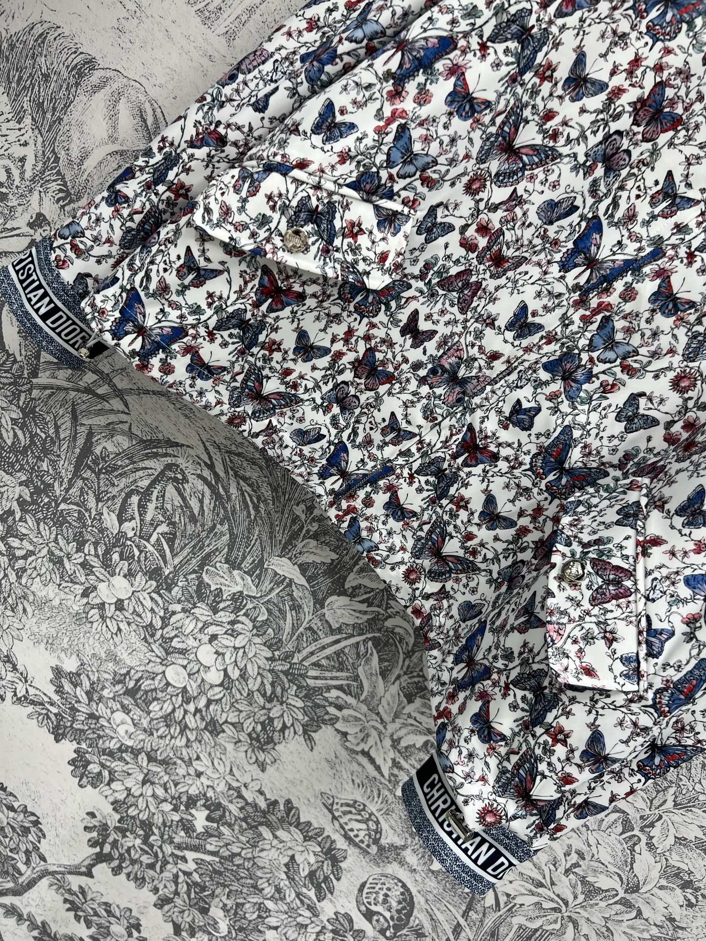 CD 25 Butterfly Floral Print Stand Collar Jacket Polyester