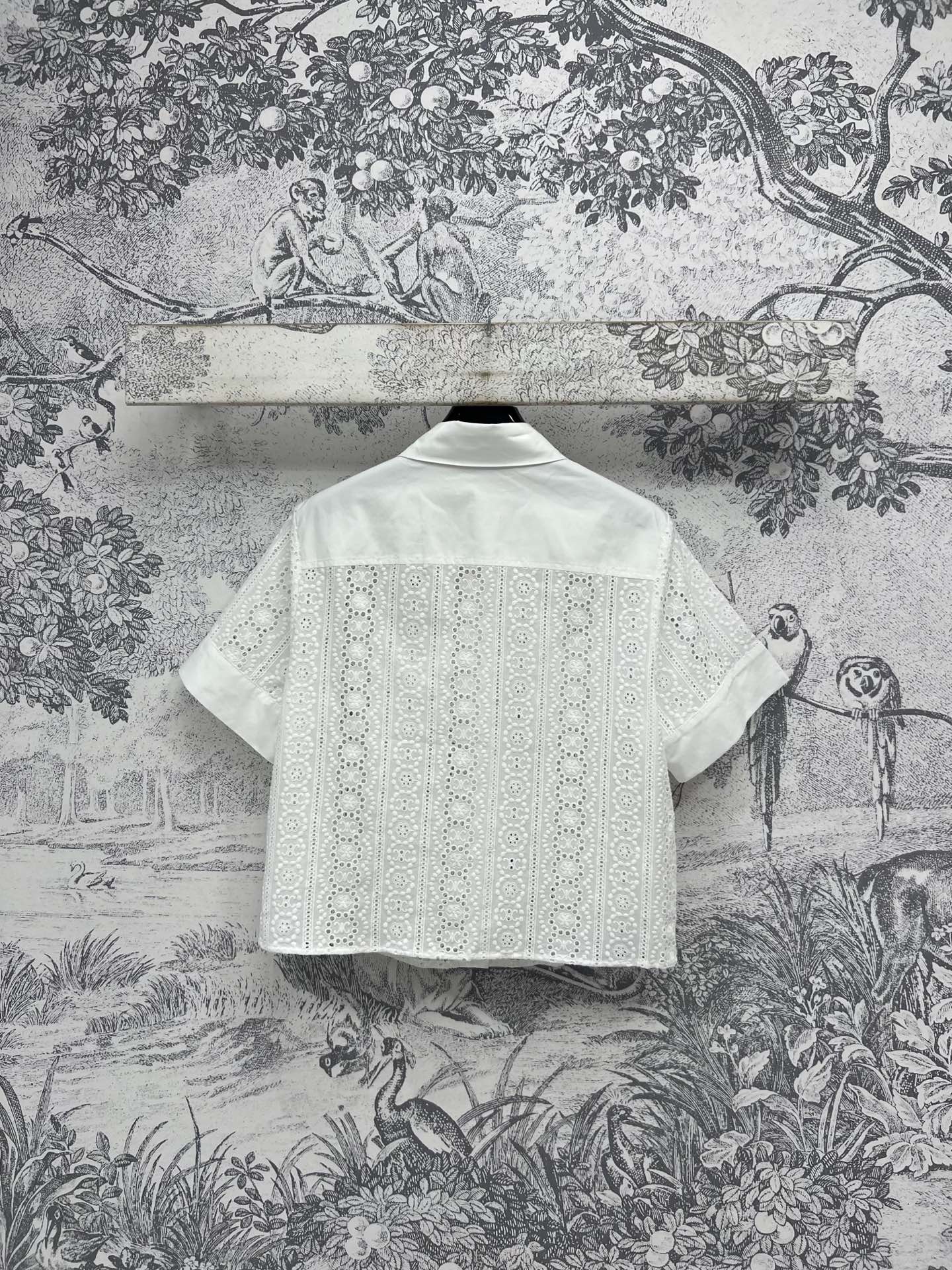 Celine 25 Lace Short Shirt White Cotton