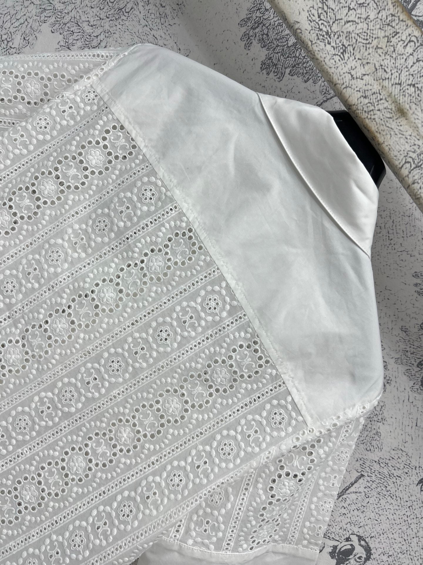 Celine 25 Lace Short Shirt White Cotton