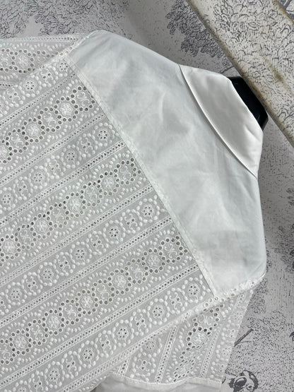 Celine 25 Lace Short Shirt White Cotton