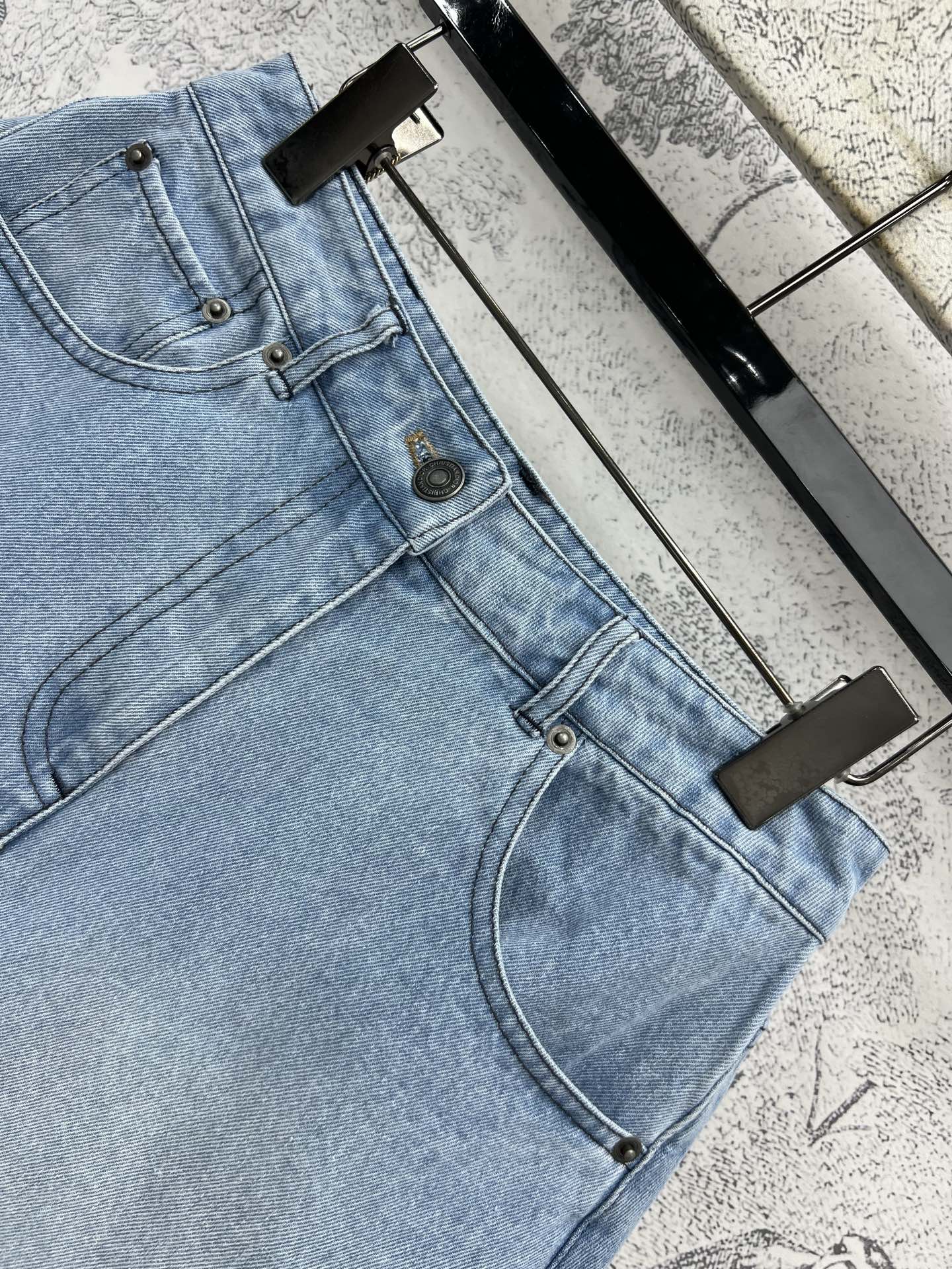 CD 25 Rolled Denim Short  Light Blue Cotton