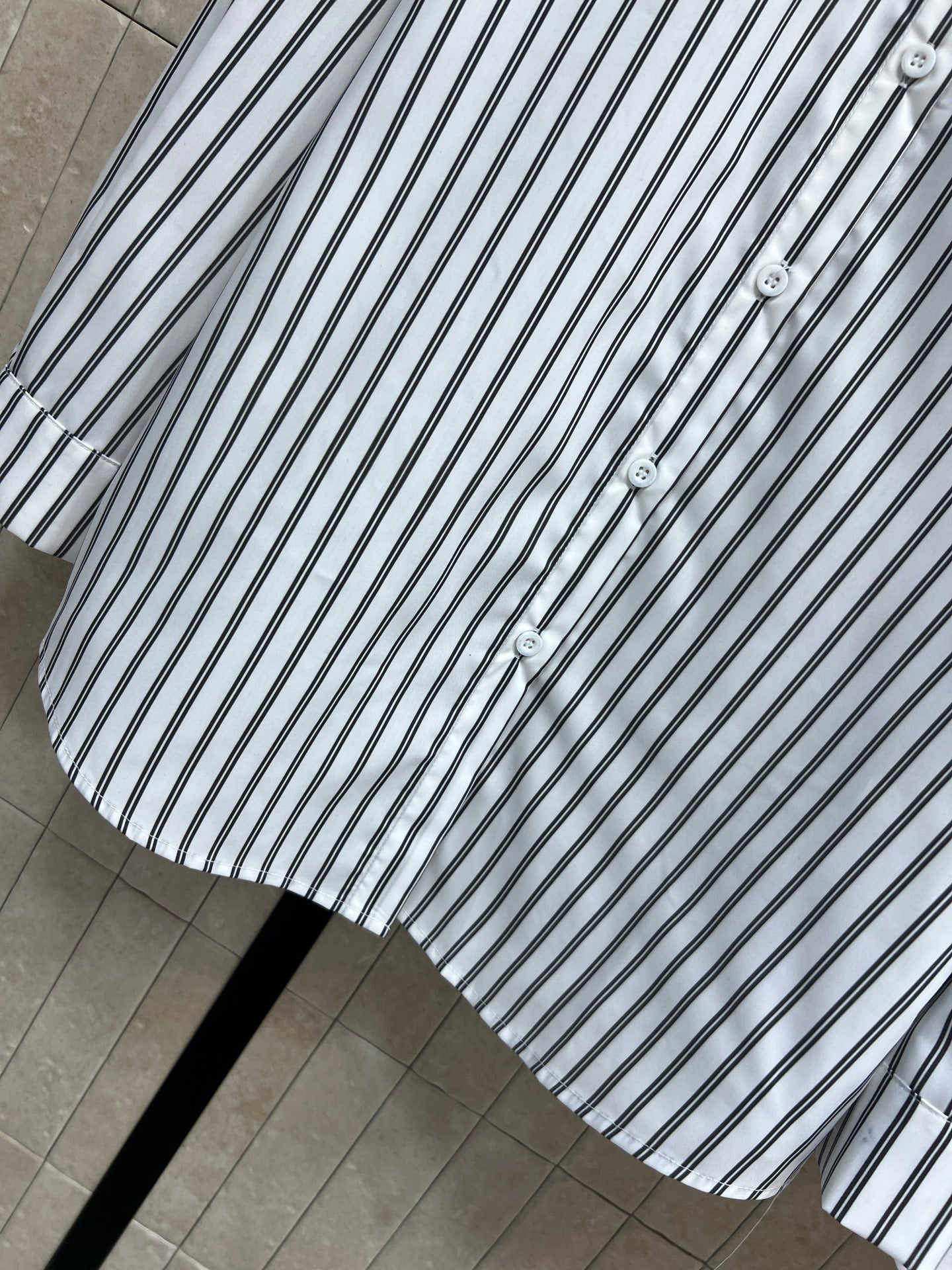 Chanel 2026 Logo Embroidered Striped Shirt Pink and Black Cotton 355062