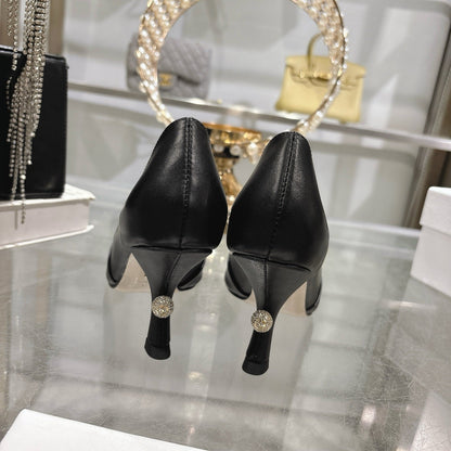 CD 25 Pump High Heels Black Leather 306925