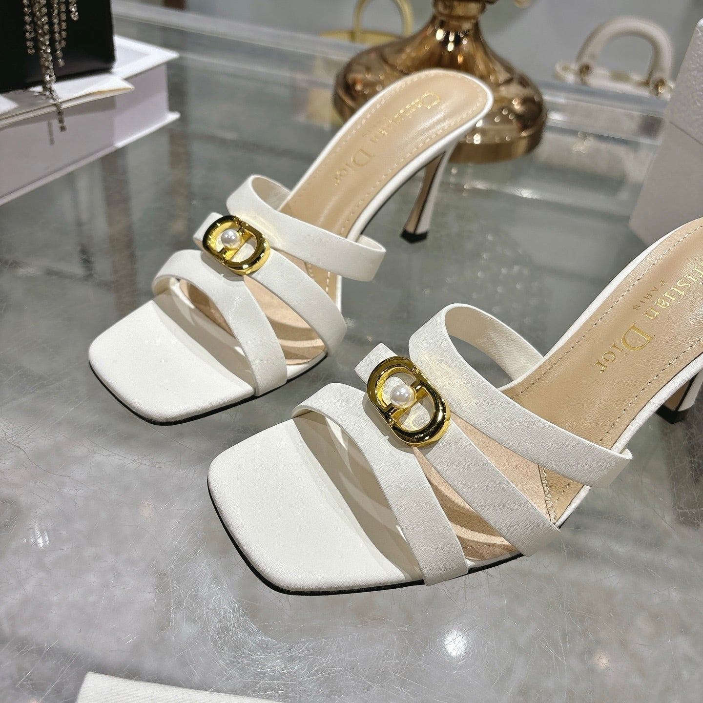 CD 26 High-Heeled Sandals 75mm Leather 592256