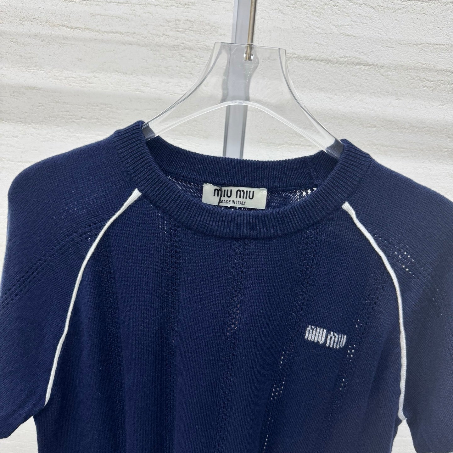 Miumiu 2026 T-shirt Blue White Wool Cashmere 356971