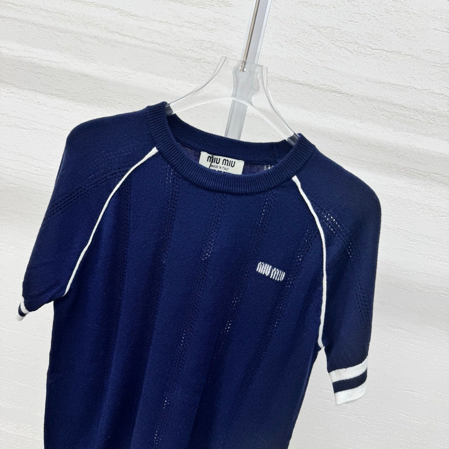 Miumiu 2026 T-shirt Blue White Wool Cashmere 356971
