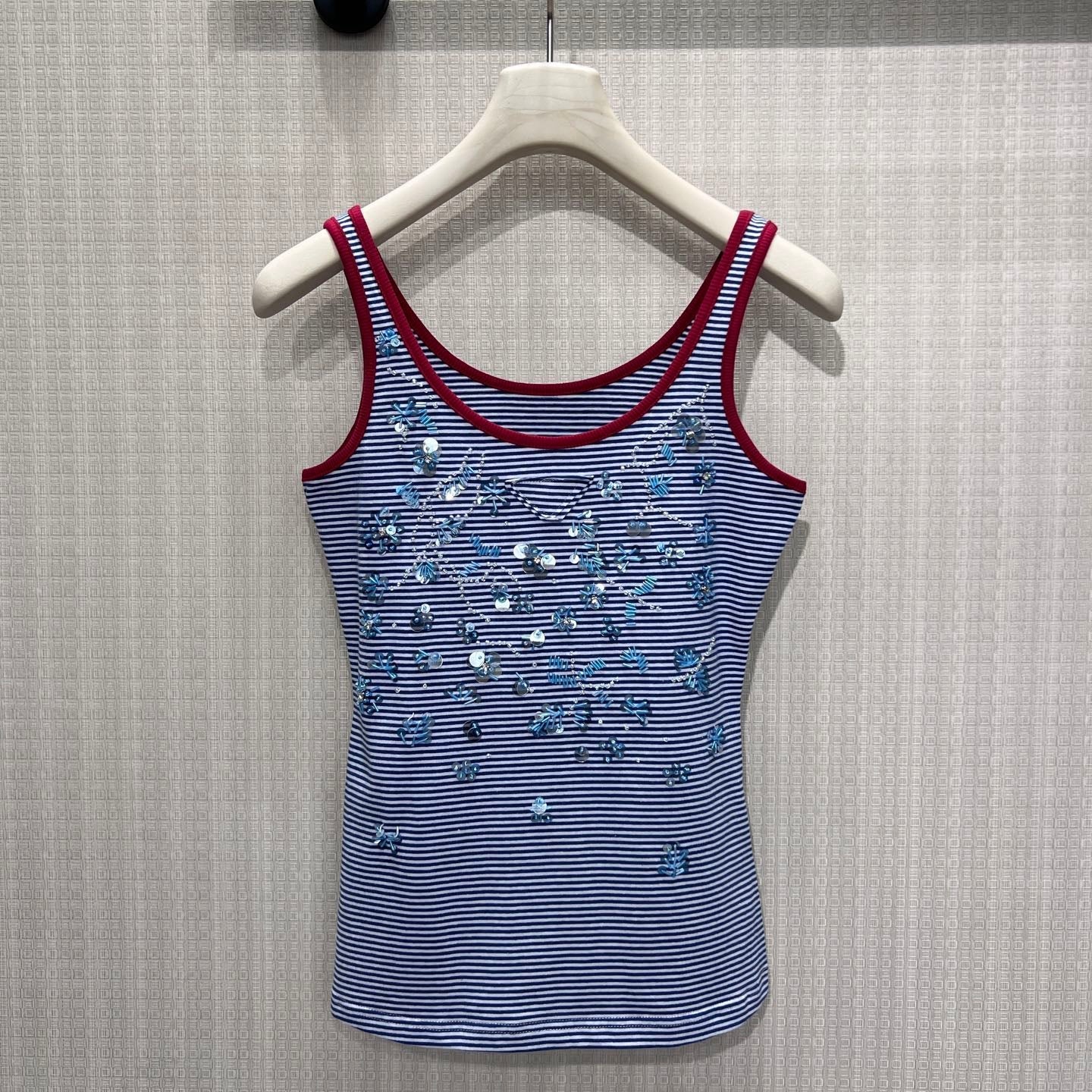 Prada 2026 Tank Top Blue Red Cotton 399200