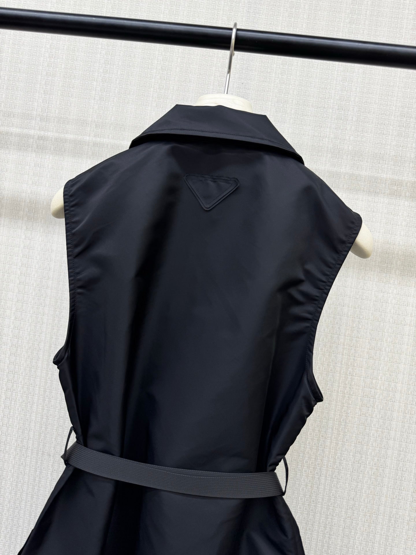 Prada 2026 Belted Sleeveless Utility Dress Black Polyamide 399118