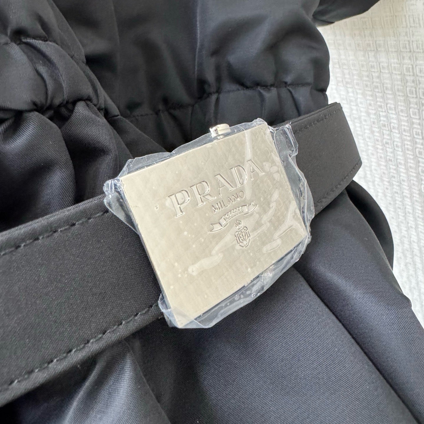 Prada 2026 Half-Zip Belt Dress Black Polyamide 399129