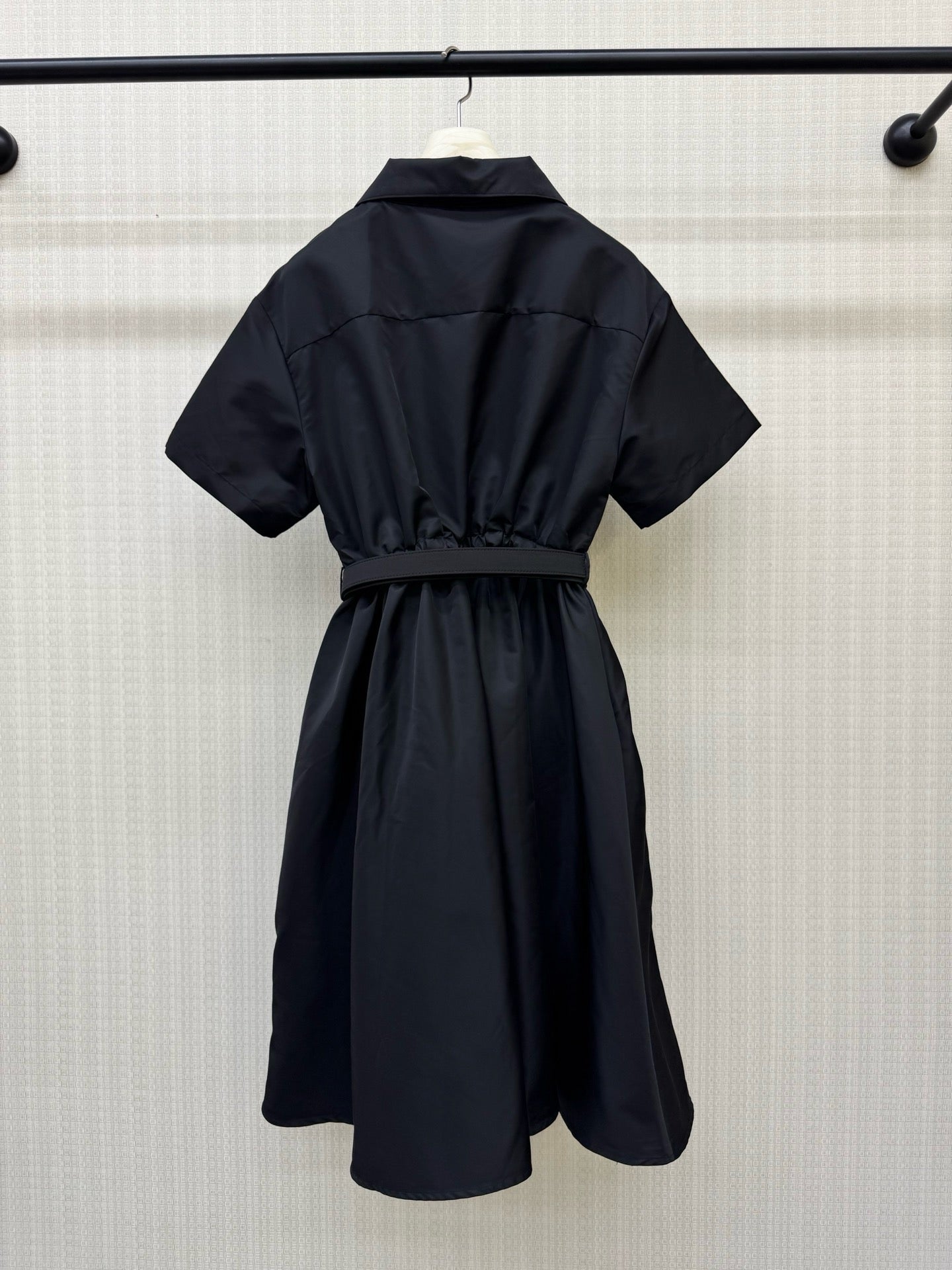 Prada 2026 Half-Zip Belt Dress Black Polyamide 399129