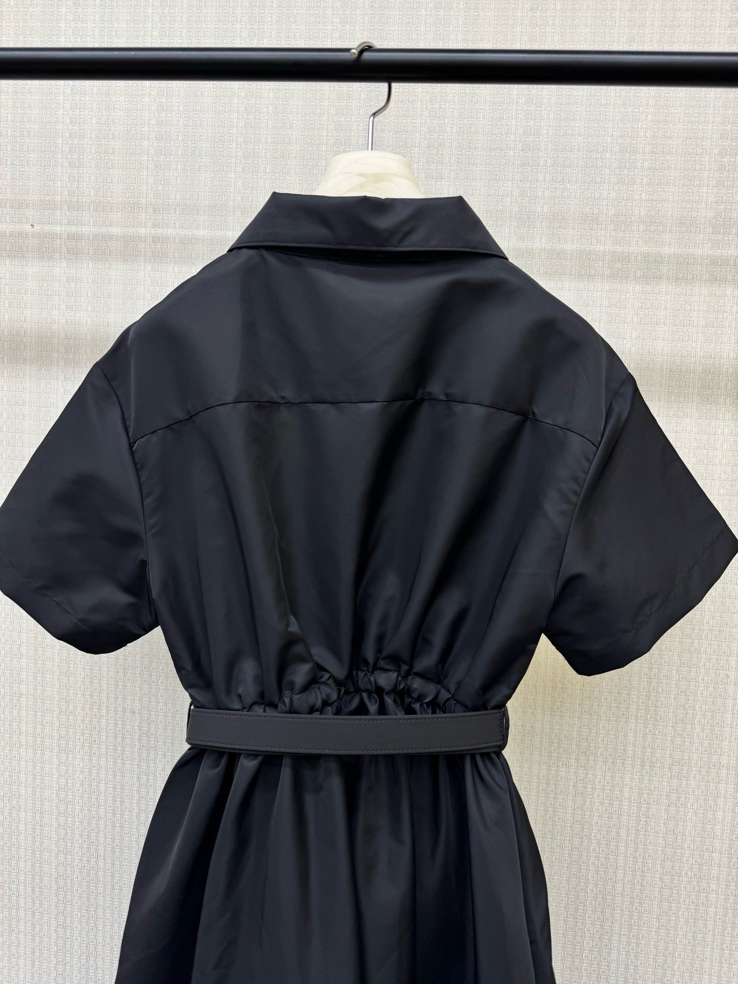 Prada 2026 Half-Zip Belt Dress Black Polyamide 399129