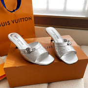 LV 26s High Heels 55 Slippers Sliver Sheepskin 614983