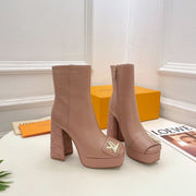 LV Shake Platform Ankle Boot 120mm Nude Pink Calfskin