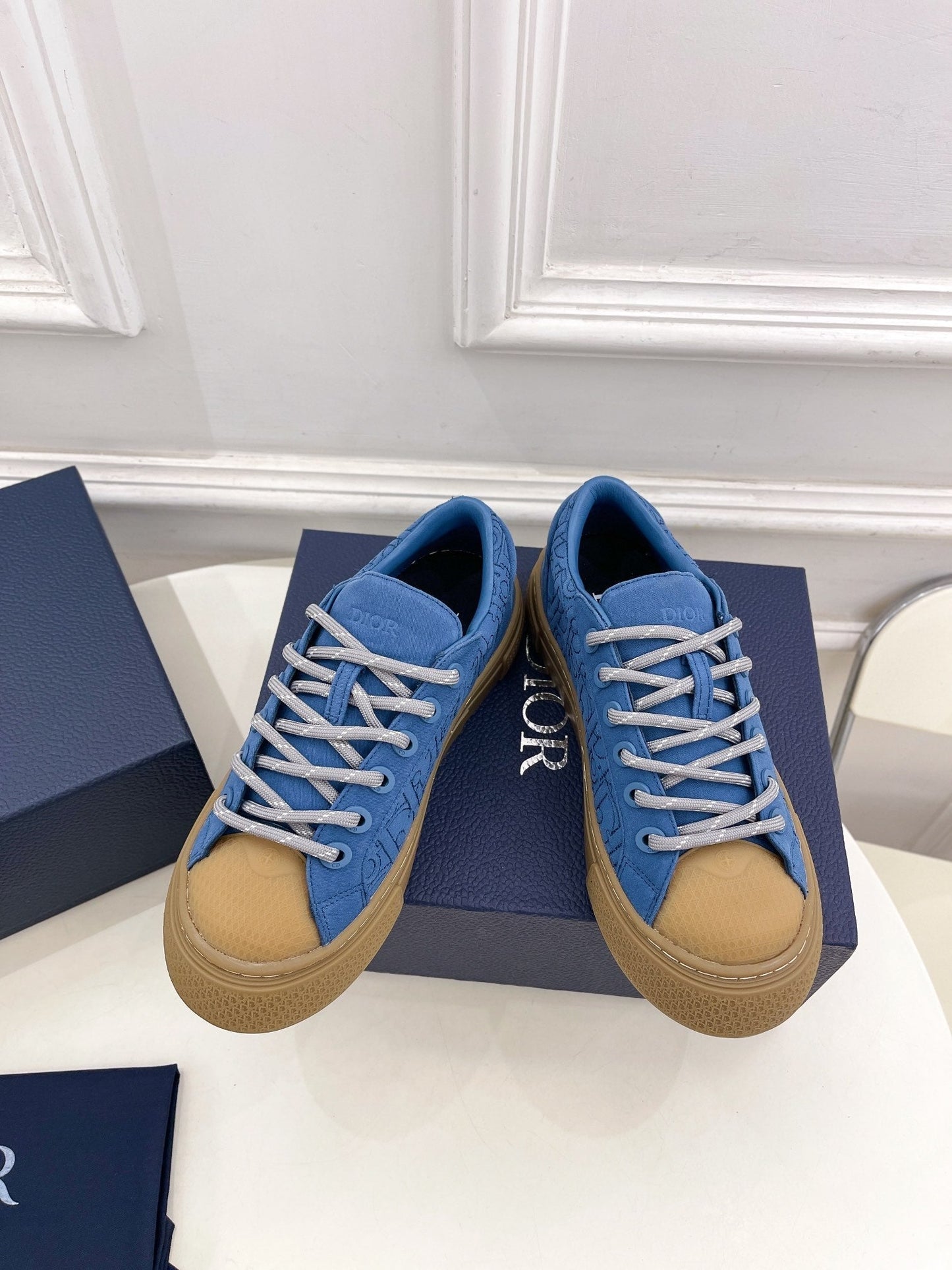 CD B33 Sneaker 30mm In Blue Monogram Denim Fabric 988199