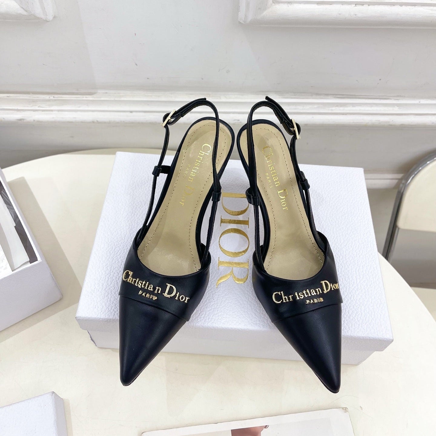 CD 25 Slingback Heel Black Leather 307431