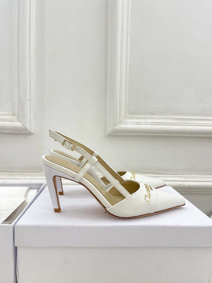 CD 25 Slingback Heel White Leather 307437