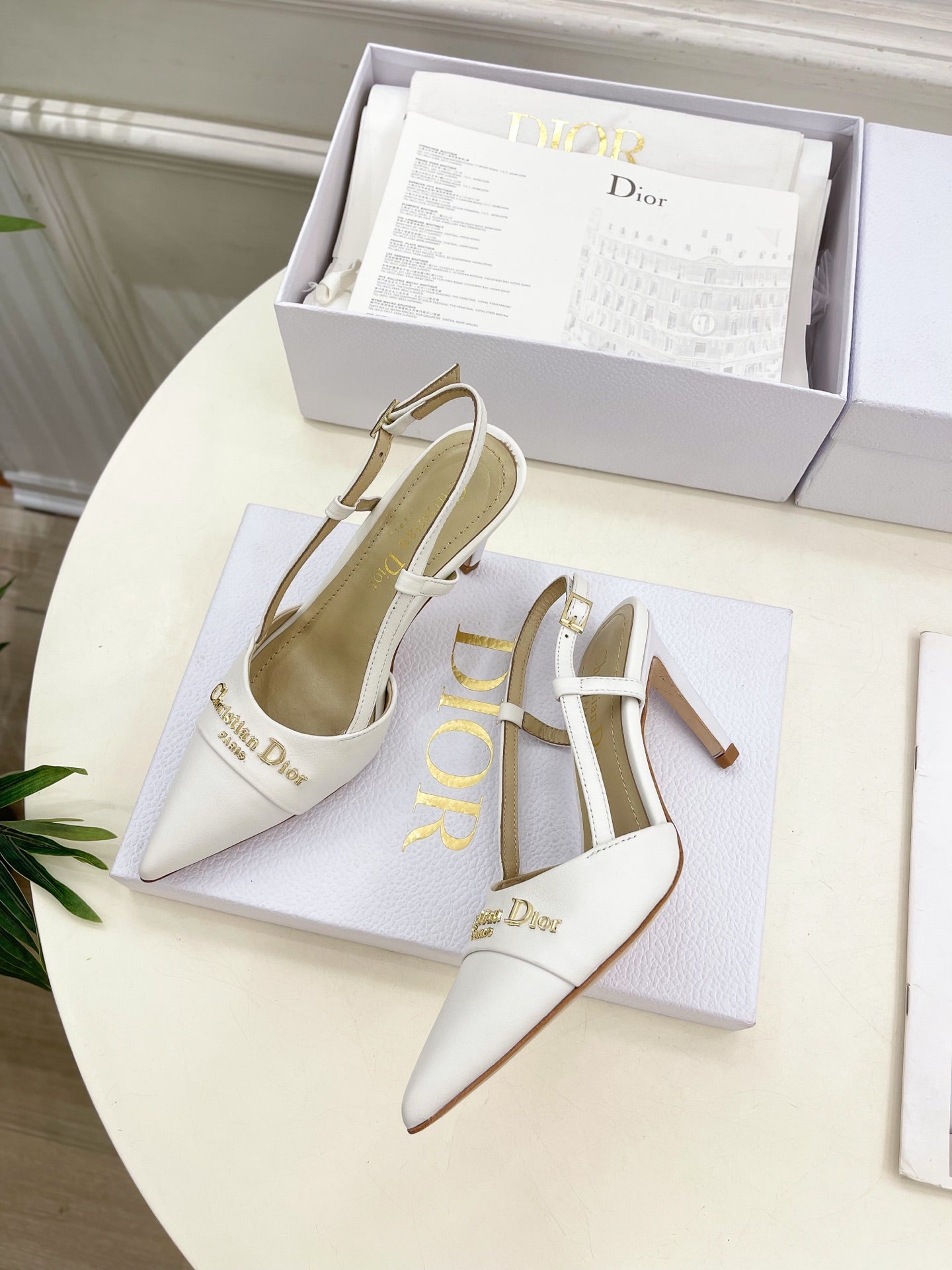 CD 25 Slingback Heel White Leather 307437