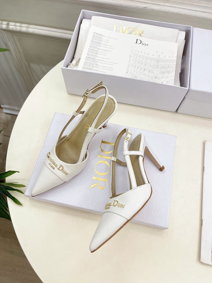 CD 25 Slingback Heel White Leather 307437