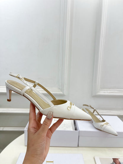 CD 25 Slingback Heel White Leather 307437