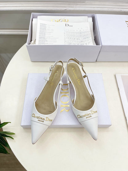 CD 25 Slingback Heel White Leather 307437