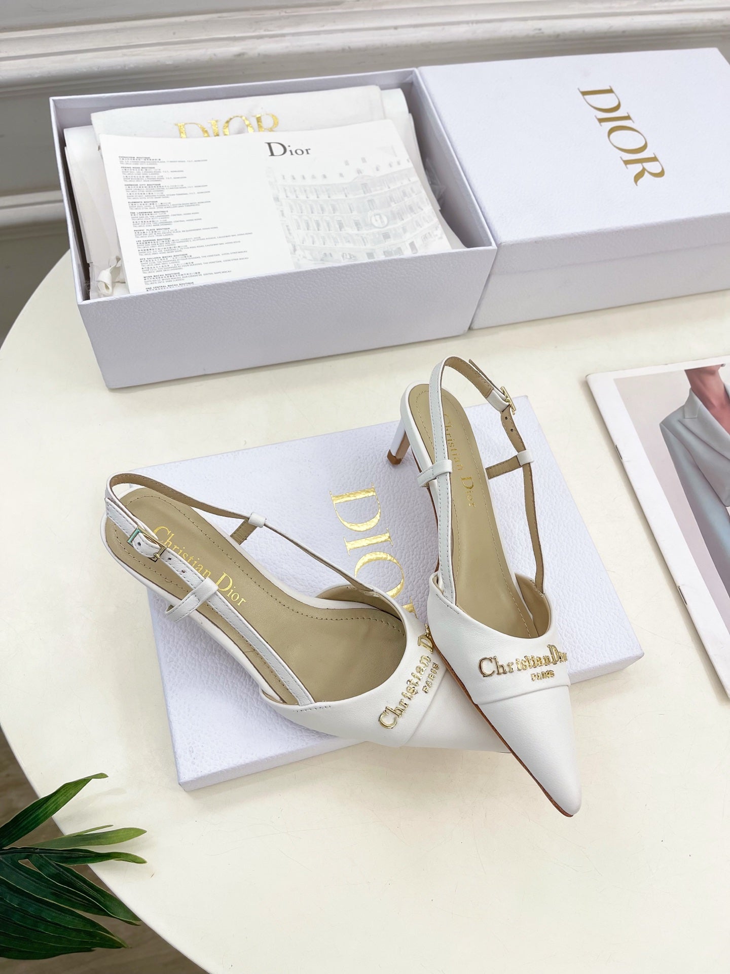 CD 25 Slingback Heel White Leather 307437