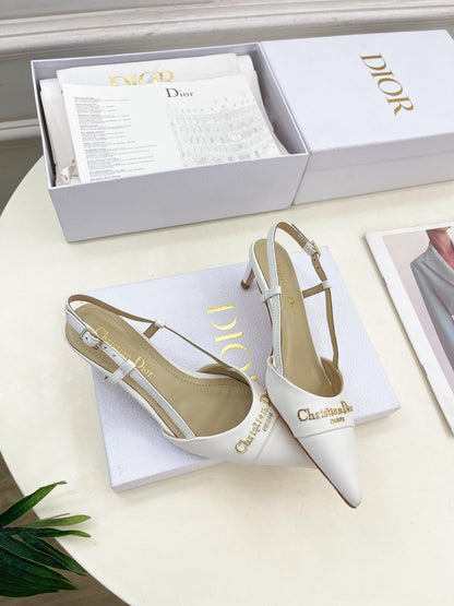 CD 25 Slingback Heel White Leather 307437