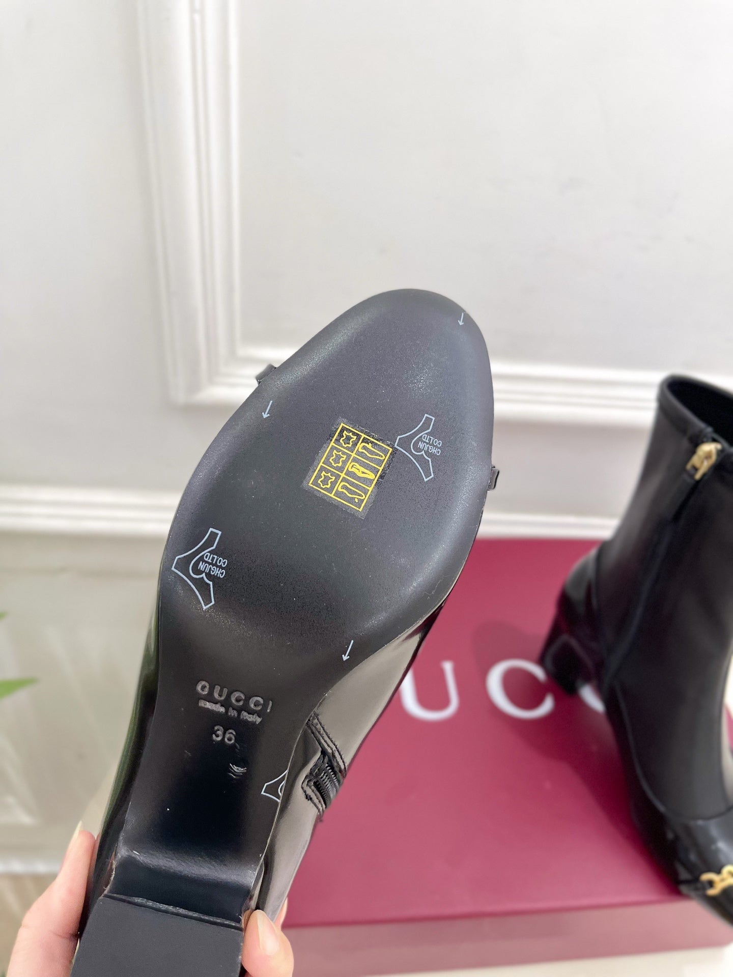 GG horsebit chunky heel ankle boots black calfskin 536057