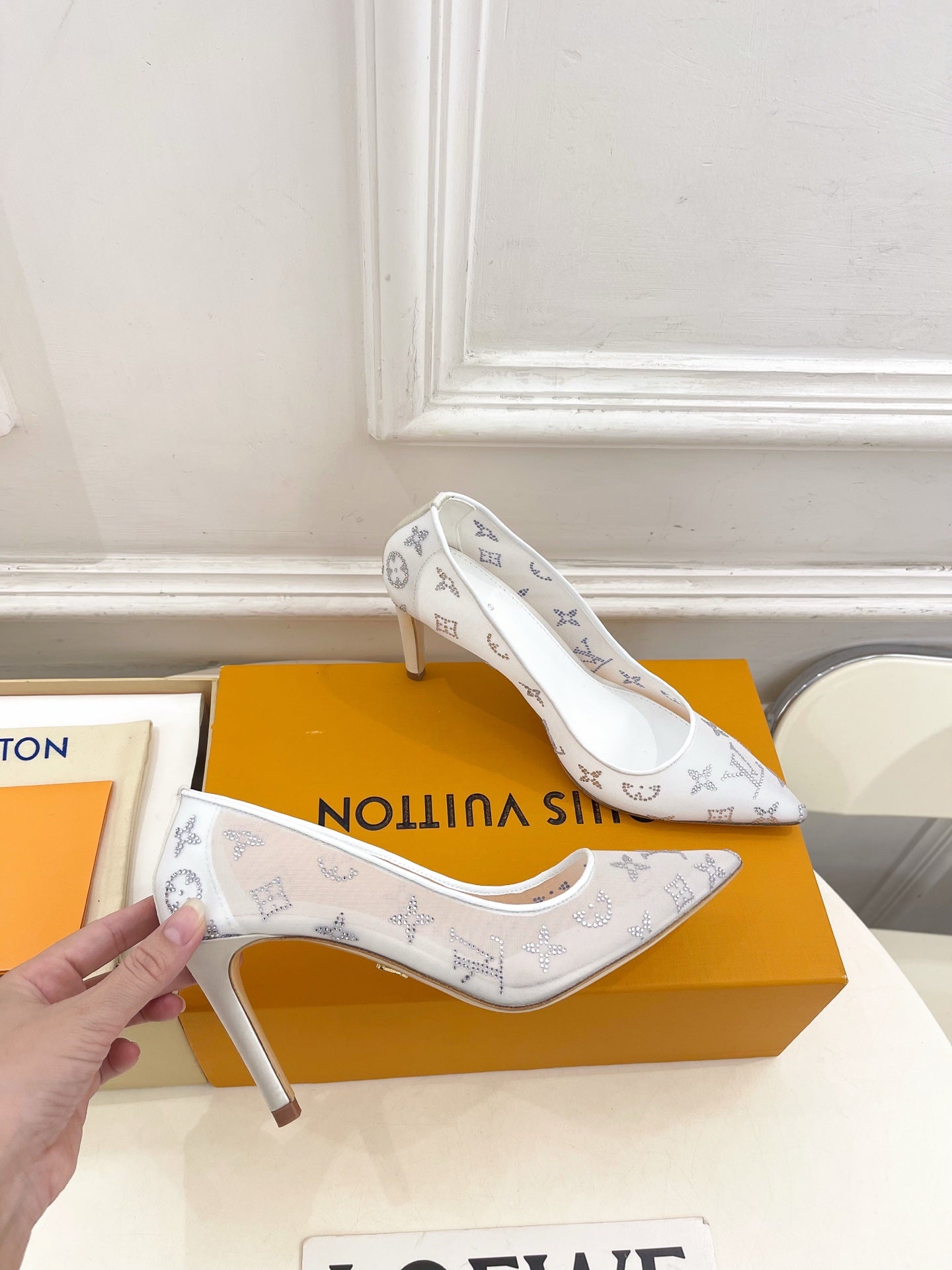 Louis Vuitton 2026 Gala Pump 85mm White Mesh Leather