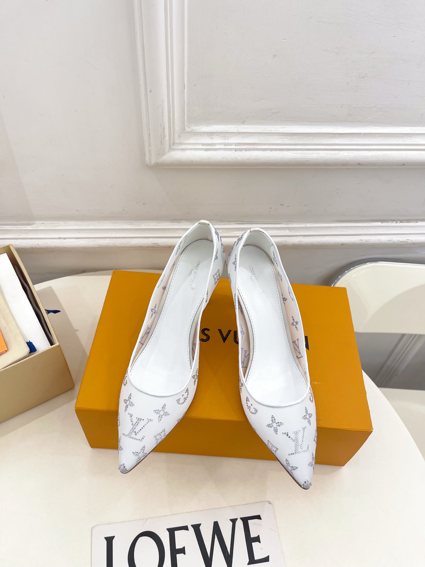 Louis Vuitton 2026 Gala Pump 85mm White Mesh Leather