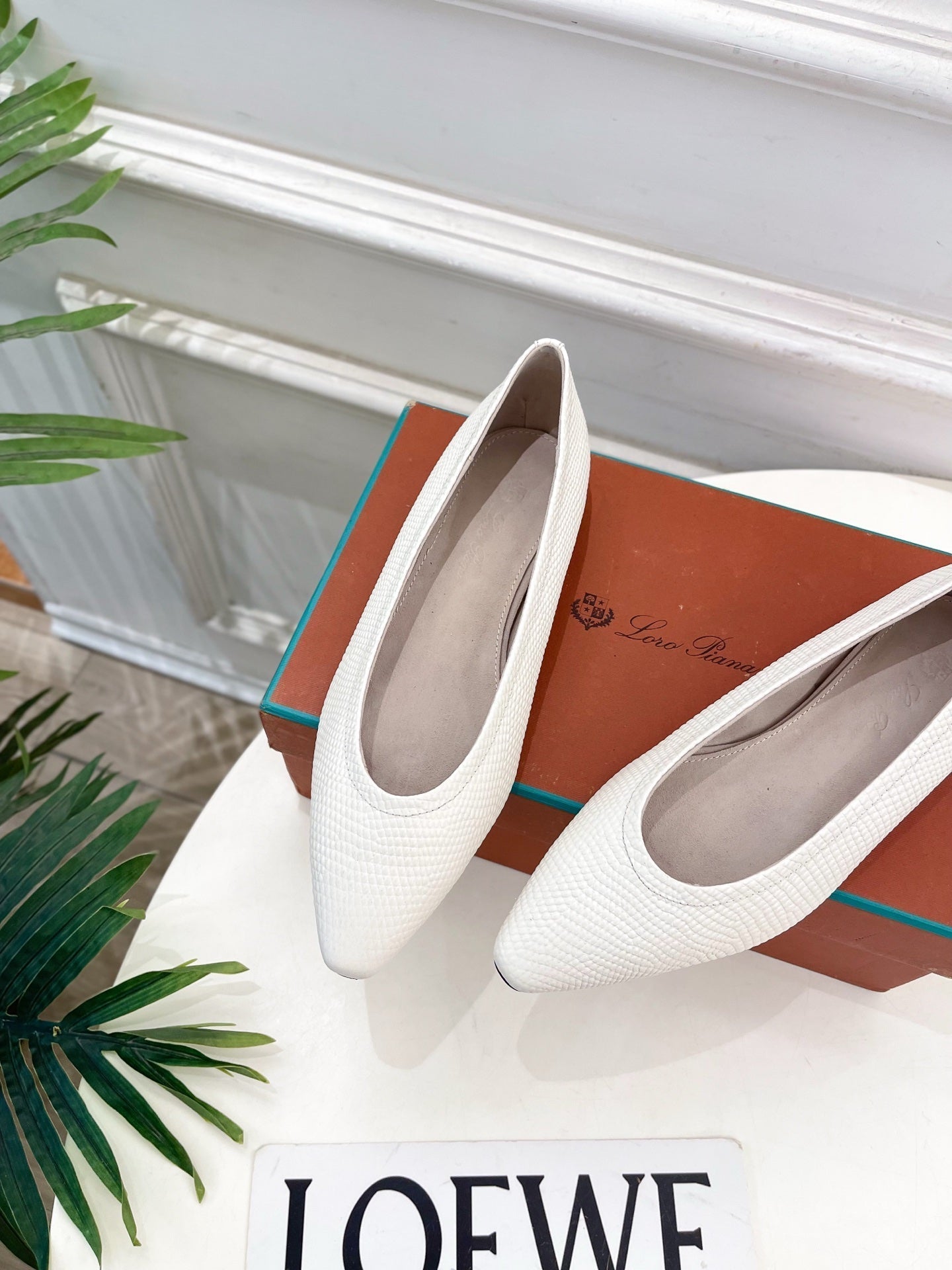 LP 26SS Ballet Flats White Snakeskin 587580
