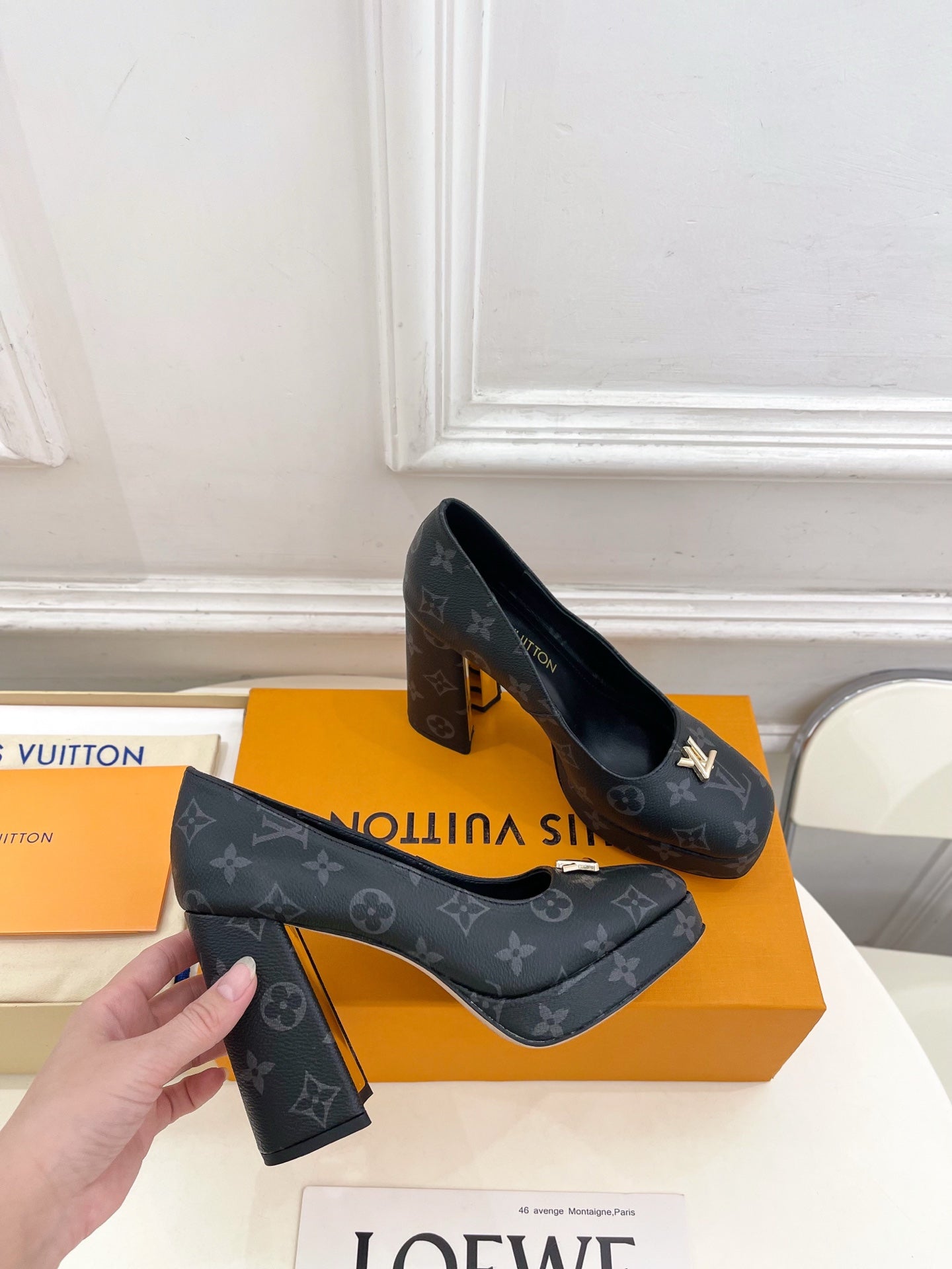 LV 26ss Pump 110 Black Monogram Leather 631919