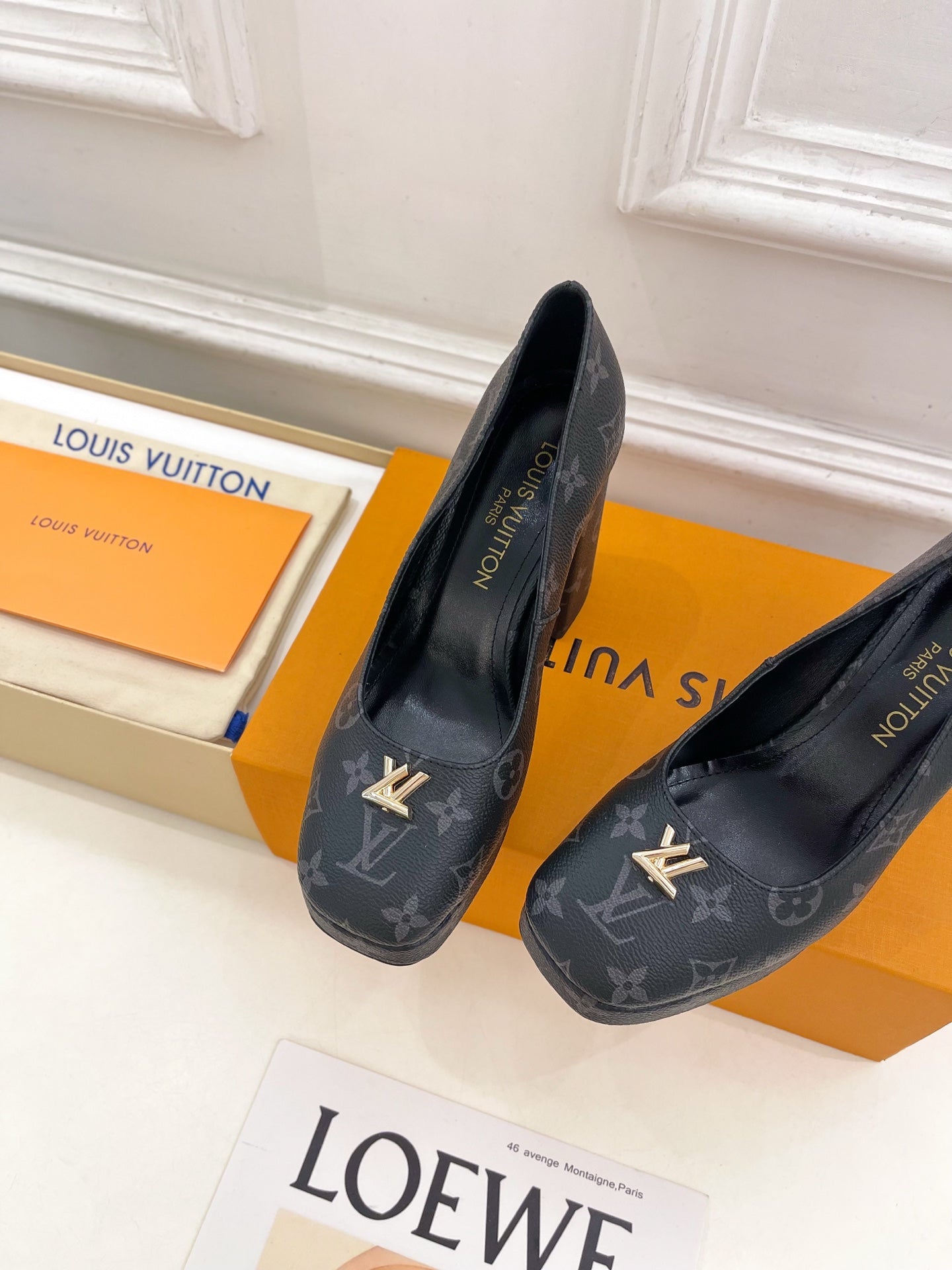 LV 26ss Pump 110 Black Monogram Leather 631919